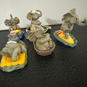 5 Elephant Sculpture Surfer Dale, Merrily, Lazy Days, Clean fun, Water Bathing